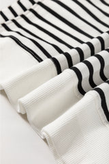 Black Stripe Raglan Sleeve Side Slits Loose Sweatshirt Sweatshirts & Hoodies JT's Designer Fashion