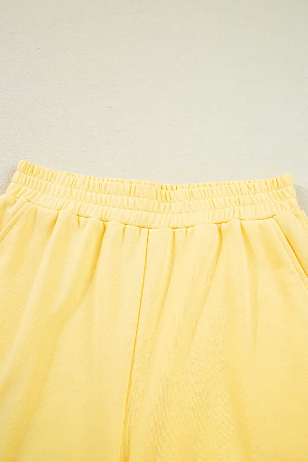 Yellow Color Block Patchwork Half Button Pullover and Shorts 2pcs Outfit Short Sets JT's Designer Fashion