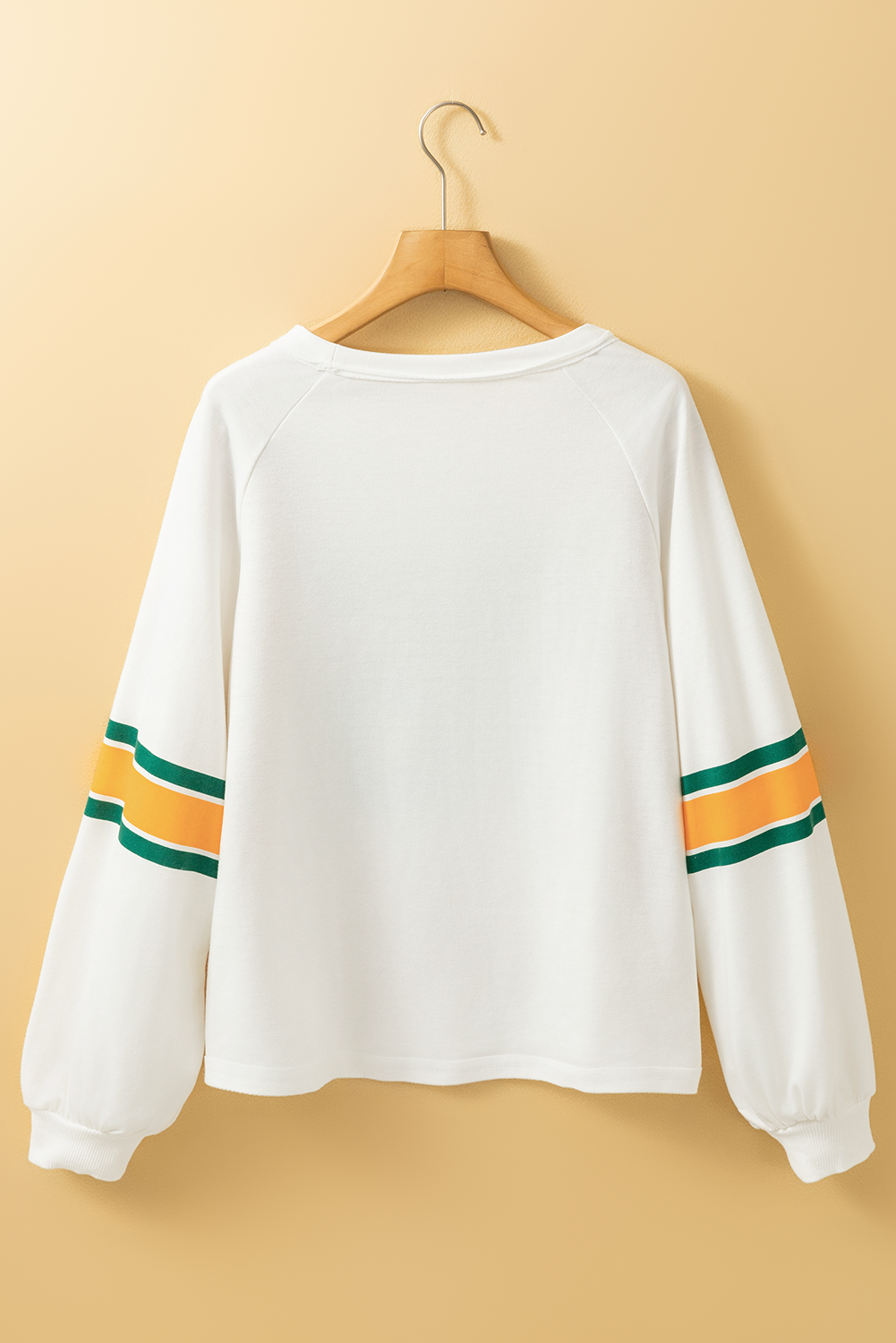White Number 76 Printed Retro Sporty Long Sleeve Top Long Sleeve Tops JT's Designer Fashion