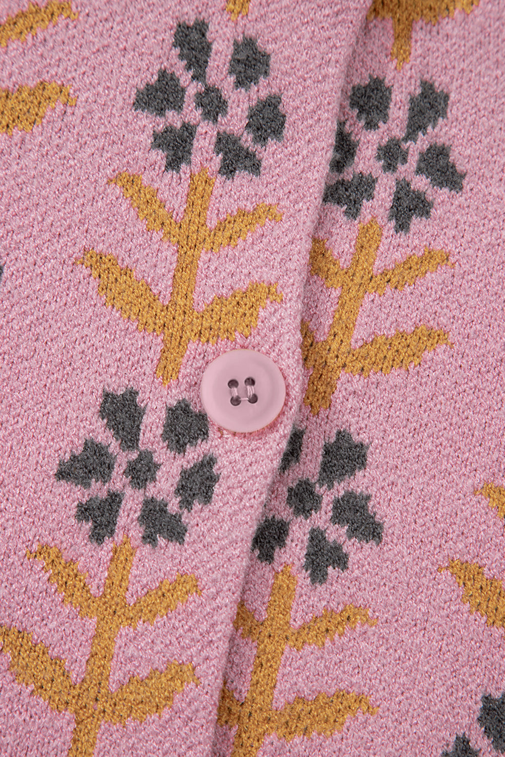 Pink Floral Button Down Ribbed Banded Cardigan Sweater Cardigans JT's Designer Fashion
