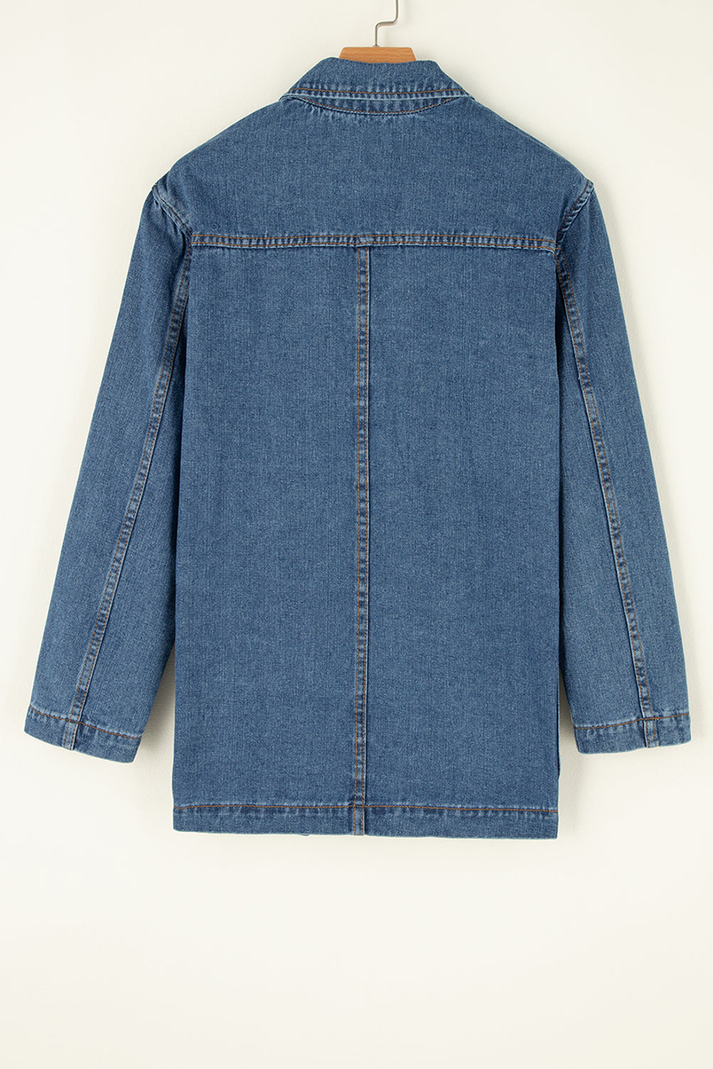 Sail Blue Side Pockets Lapel Collar Denim Jacket Denim Jackets JT's Designer Fashion
