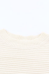 White Buttoned Shoulder Drop Shoulder Striped Sweater Sweaters & Cardigans JT's Designer Fashion