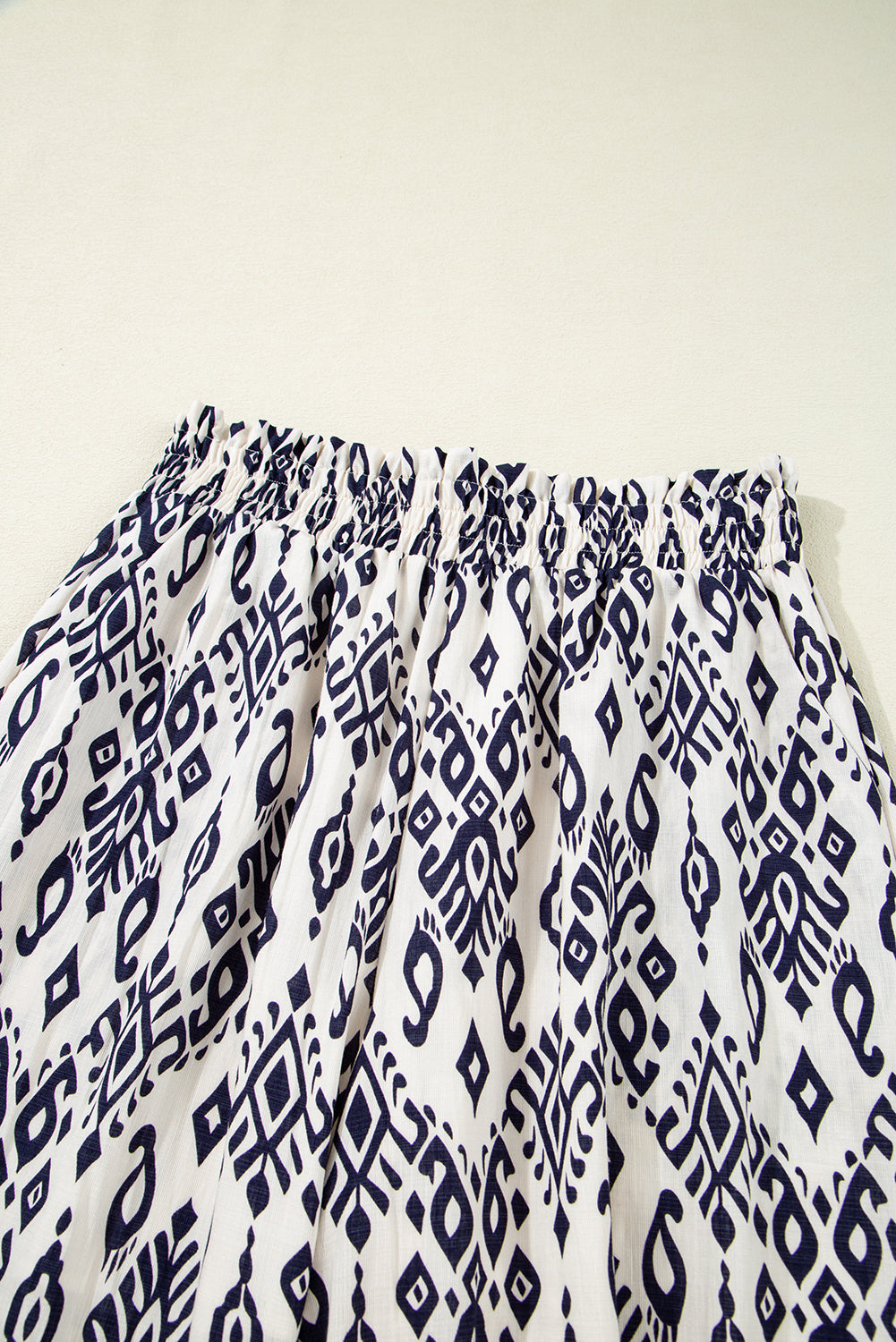 Blue Boho Pattern Print High Waist Wide Leg Loose Pants Pants & Culotte JT's Designer Fashion