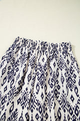 Blue Boho Pattern Print High Waist Wide Leg Loose Pants Pants & Culotte JT's Designer Fashion