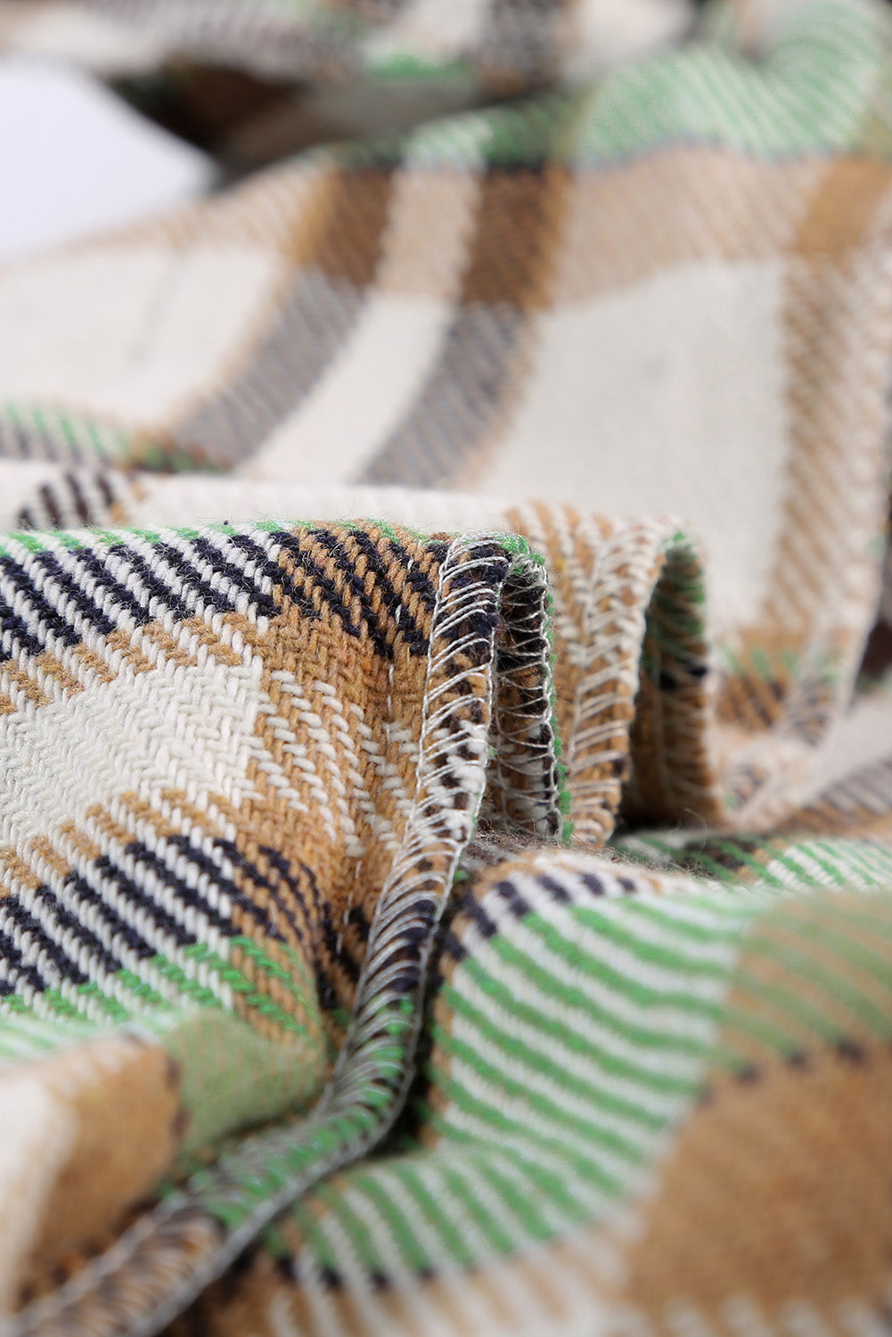 Green Geometric Plaid Print Pocketed Shacket Plaid Shackets JT's Designer Fashion