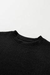 Black Textured Ruffle Split Top and Drawstring Shorts Short Sets JT's Designer Fashion