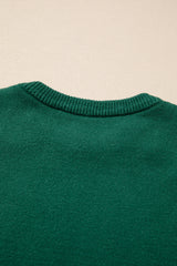 Evergreen Pearled Drop Shoulder Round Neck Sweater Sweaters JT's Designer Fashion