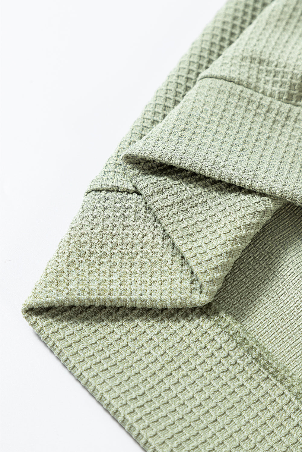 Meadow Mist Green Waffle Knit Wide Bracelet Sleeve Patchwork Raglan Top Long Sleeve Tops JT's Designer Fashion