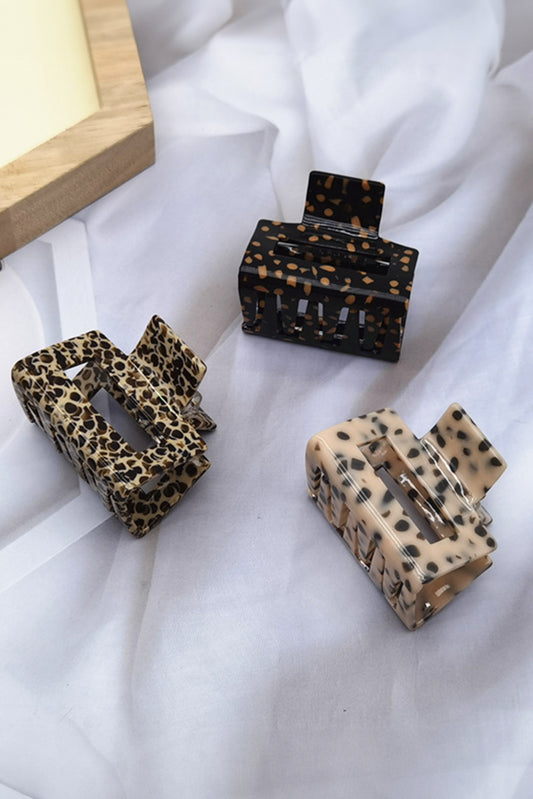 Parchment Leopard Print Cutout Square Claw Clip Headwear JT's Designer Fashion