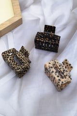 Parchment Leopard Print Cutout Square Claw Clip Headwear JT's Designer Fashion