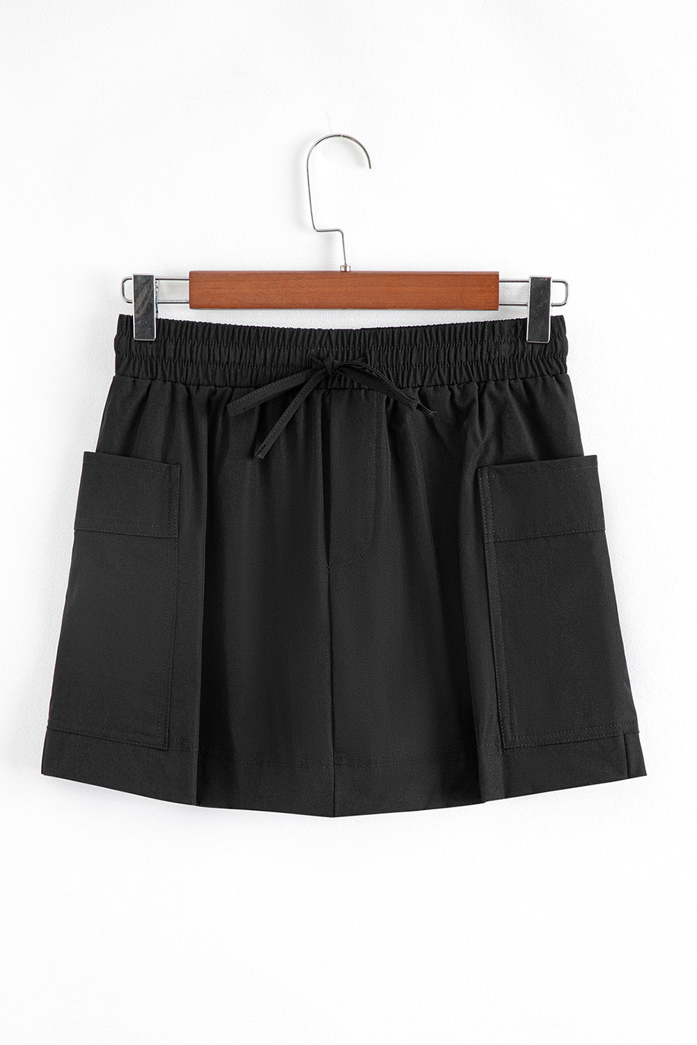 Black Cargo Pocket Elastic Waist Active Casual Skort Casual Shorts JT's Designer Fashion