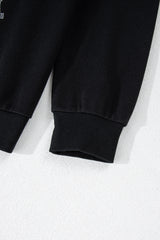 Black GAME DAY Rugby Football Graphic Pullover and Shorts Casual Outfit Short Sets JT's Designer Fashion