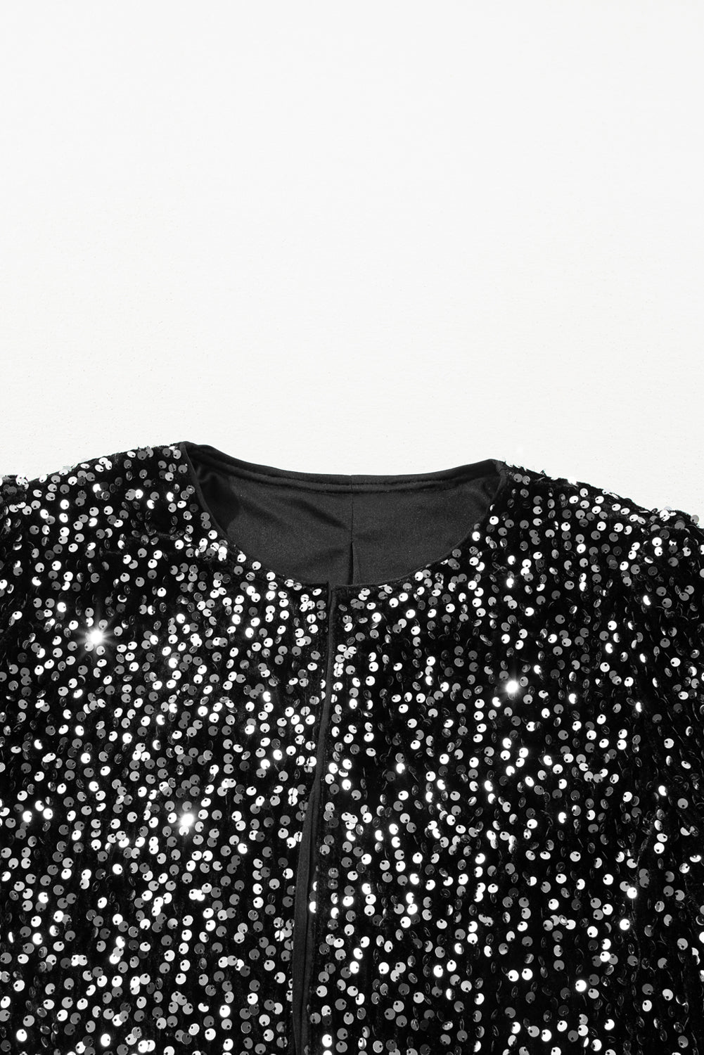 Black Sequined Open Front Cropped Jacket Jackets JT's Designer Fashion