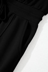 Black French Terry Zipped Collar Sleeveless Drawstring Waist Mini Dress Mini Dresses JT's Designer Fashion