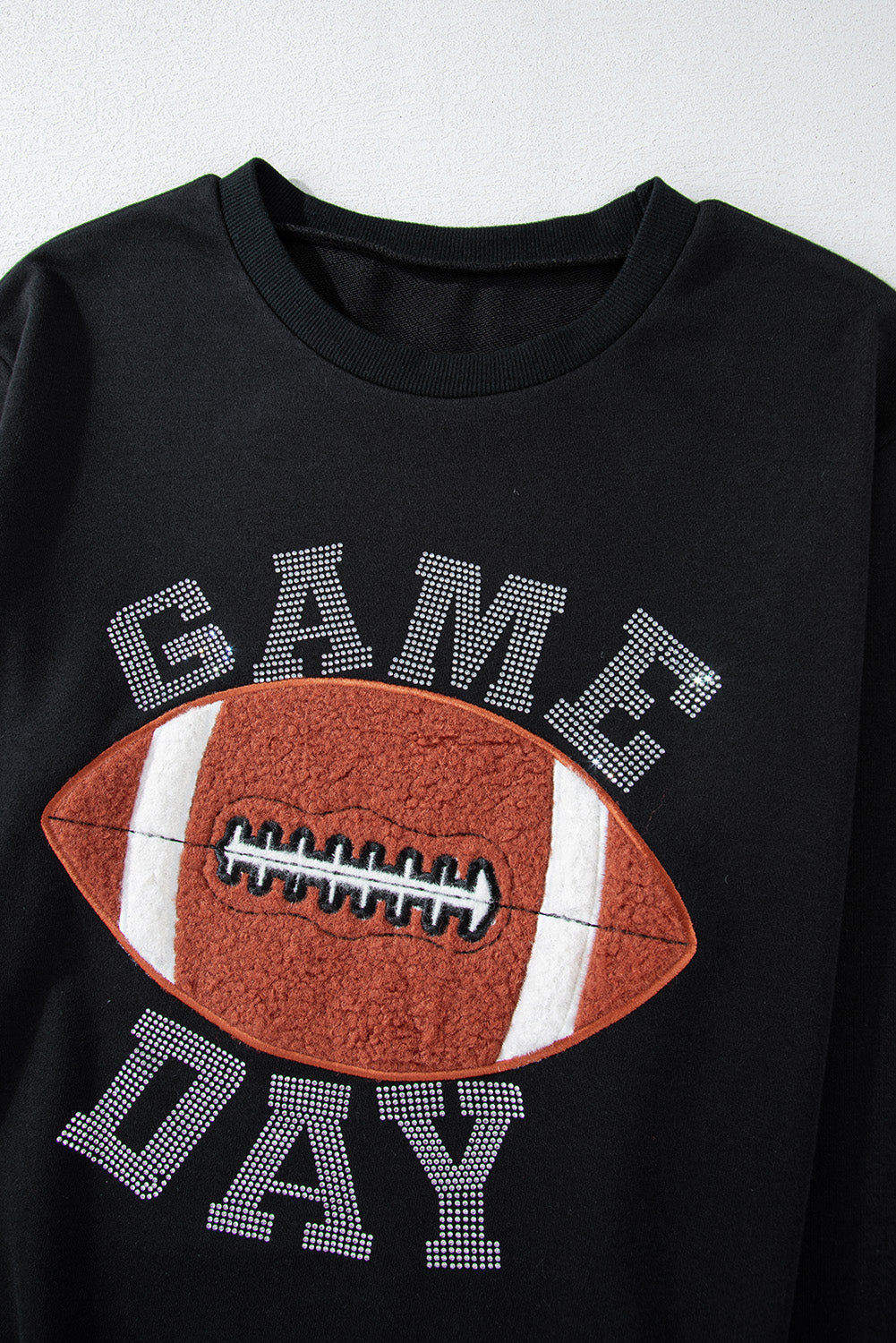 Black GAME DAY Rugby Football Graphic Pullover and Shorts Casual Outfit Short Sets JT's Designer Fashion