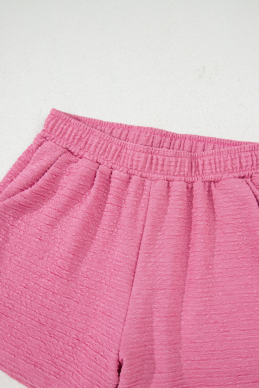 Pink Textured V Neck T Shirt and Shorts Set Short Sets JT's Designer Fashion