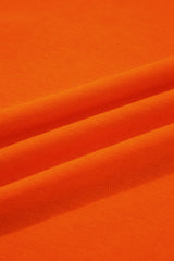 Orange Varsity Striped Sleeve Drop Shoulder Sweatshirt and Short Set Short Sets JT's Designer Fashion