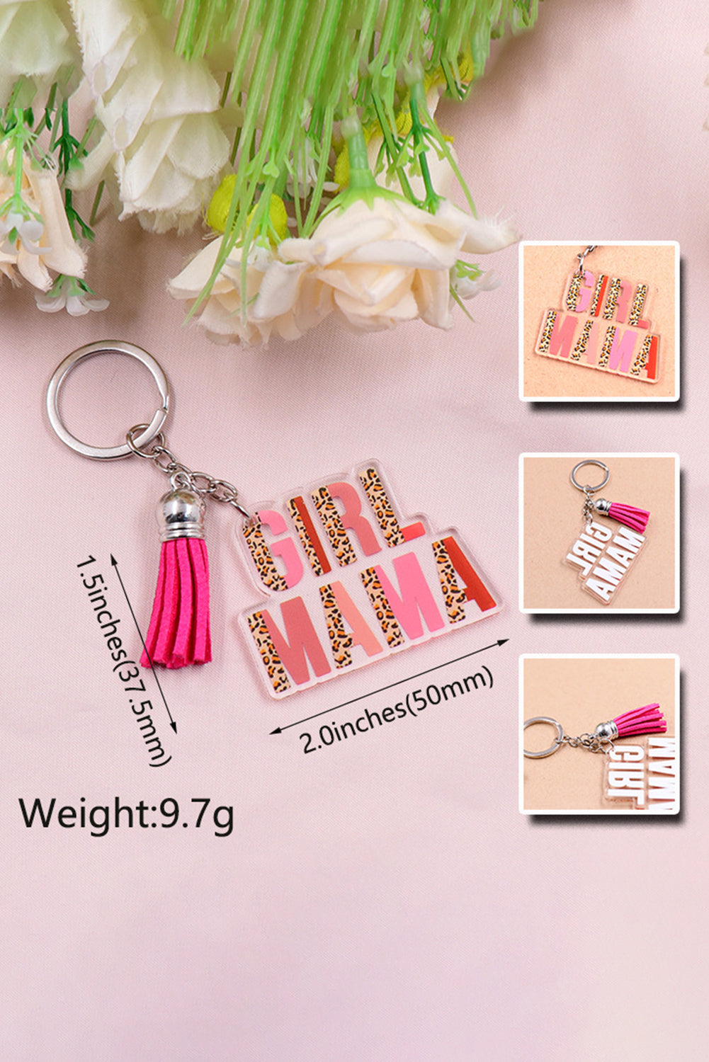 Strawberry Pink GIRL MAMA Tassel Keychain Other Accessories JT's Designer Fashion