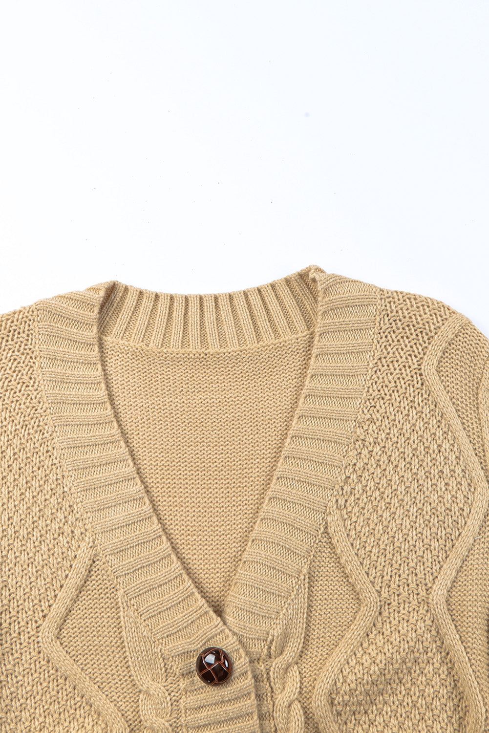 Beige Front Pockets Buttons Textured Cardigan Sweaters & Cardigans JT's Designer Fashion
