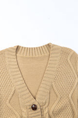 Beige Front Pockets Buttons Textured Cardigan Sweaters & Cardigans JT's Designer Fashion