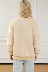 Oatmeal Contrast 2-tone Patchwork Raglan Sleeve Sweatshirt Sweatshirts & Hoodies JT's Designer Fashion