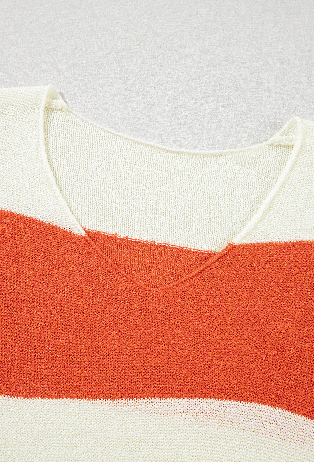 Orange Stripe Loose Color Block Drop Shoulder Bubble Sleeve Sweater Sweaters JT's Designer Fashion