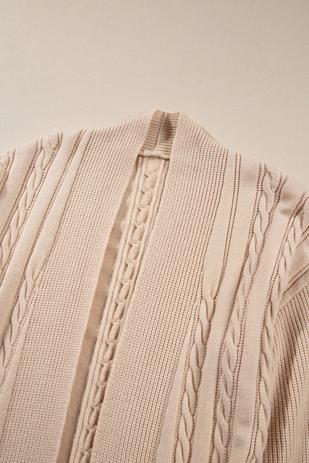 Parchment Oversize Chunky Cable Knit Open Front Midi-length Cardigan Cardigans JT's Designer Fashion