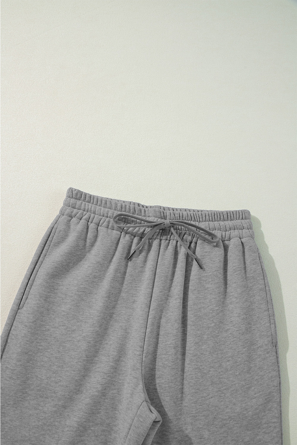 Light Grey Solid Color Fleece Lined Drawstring Waist Casual Pants Pants & Culotte JT's Designer Fashion