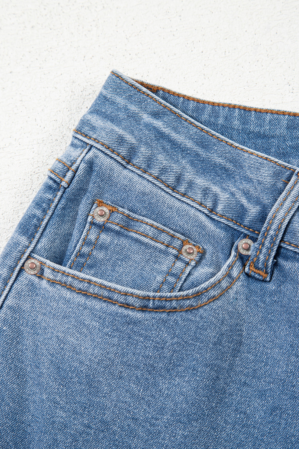 Blue Mid Rise Asymmetrical Waist Wide Leg Jeans Jeans JT's Designer Fashion