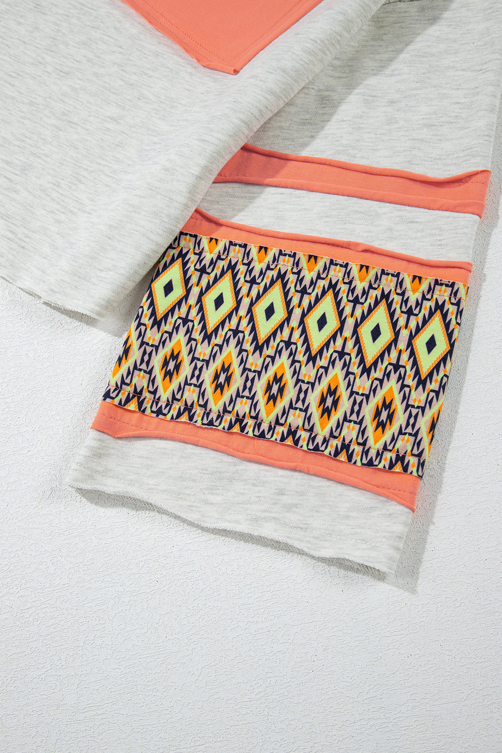 Apricot Western Aztec Patch Mineral Wash Loose Fit Top Long Sleeve Tops JT's Designer Fashion