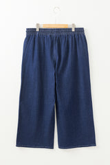 Real Teal Plus Size Drawstring High Waist Wide Leg Casual Jeans Plus Size Bottoms JT's Designer Fashion