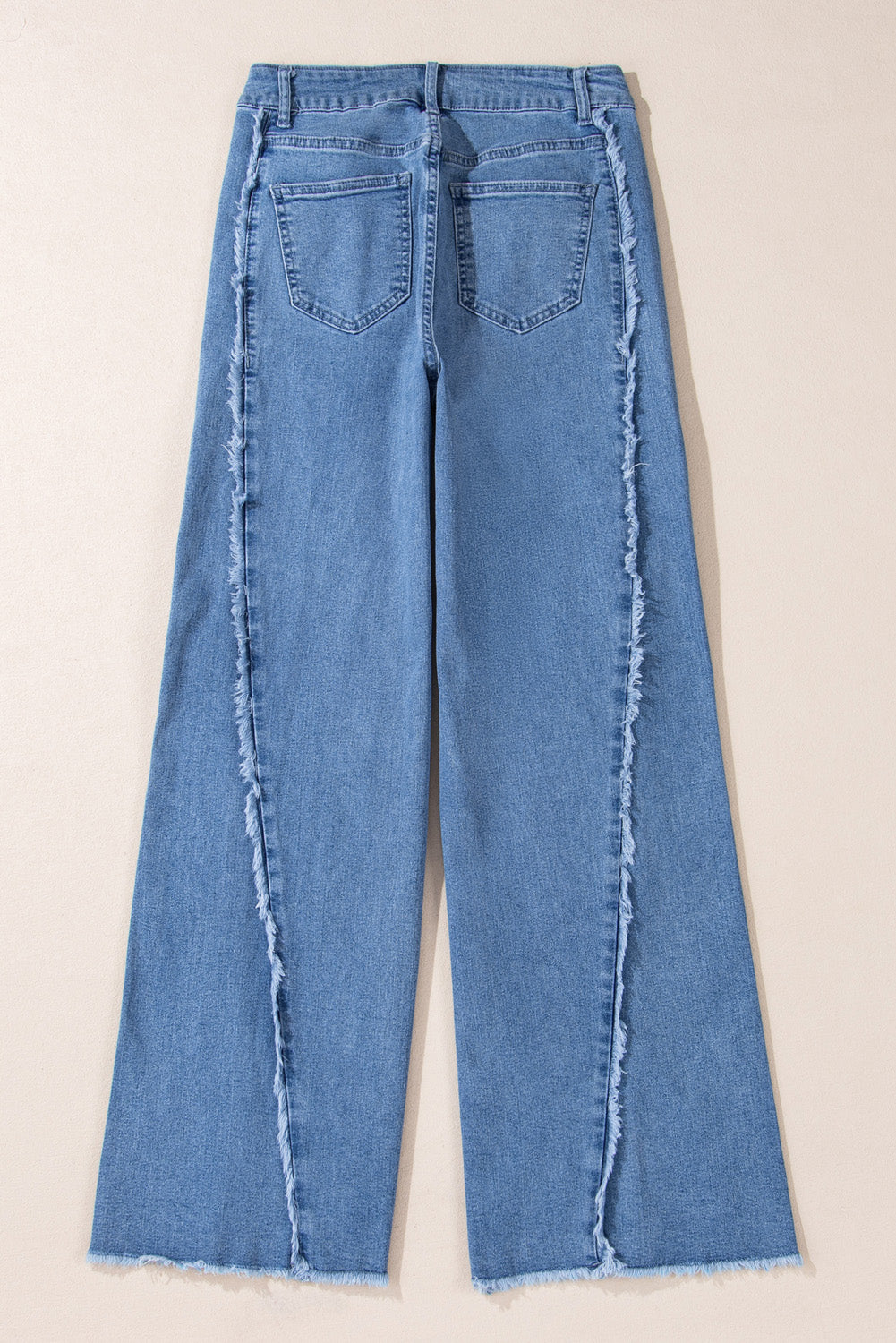 Beau Blue Vintage Stitching Raw Hem Flared Jeans Jeans JT's Designer Fashion