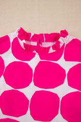 Rose Bubblegum Pattern Frilled Collar Flutter Sleeve Top Blouses & Shirts JT's Designer Fashion