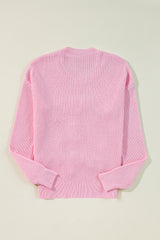 Pink Merry & Bright Pop Up Letter Waffle Knit Sweater Sweaters JT's Designer Fashion