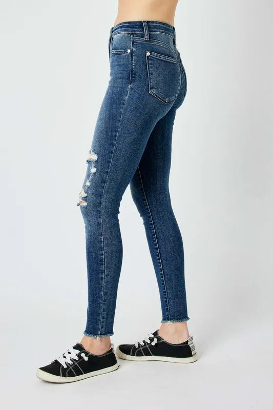 Judy Blue Full Size High Waist Distressed Skinny Jeans Jeans JT's Designer Fashion