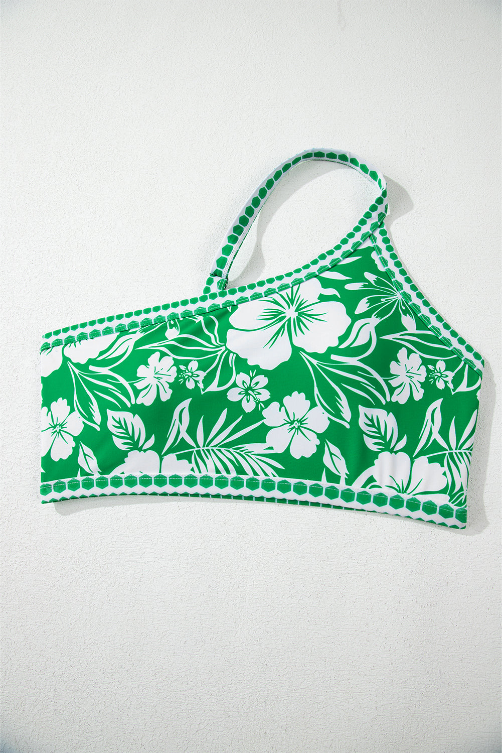 Green Floral Print One Shoulder High Waist Bikini Set Bikinis JT's Designer Fashion