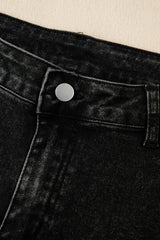 Dark Grey Pleated Wide Leg Mineral Wash Denim Pants Jeans JT's Designer Fashion