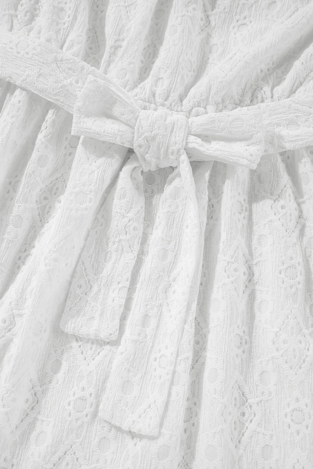 White Lace Sleeveless Knot Hollow Out Back Tied Waist Mini Dress Mini Dresses JT's Designer Fashion