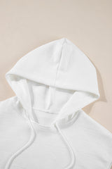 White Textured Cropped Hoodie and Shorts Set Short Sets JT's Designer Fashion