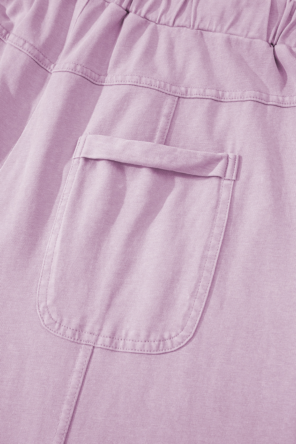 Pink Mineral Wash Exposed Seam Drawstring High Waist Wide Leg Cargo Pants Casual Shorts JT's Designer Fashion