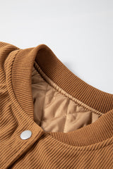 Buckskin Corduroy Fleece Patchwork Buttoned Bomber Jacket Jackets JT's Designer Fashion