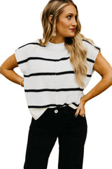 White Striped Batwing Sleeve Sweater Tee Sweaters & Cardigans JT's Designer Fashion