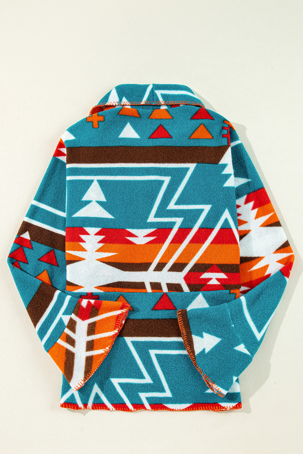 Sky Blue Aztec Printed Lapel Bell Sleeve Jacket Jackets JT's Designer Fashion