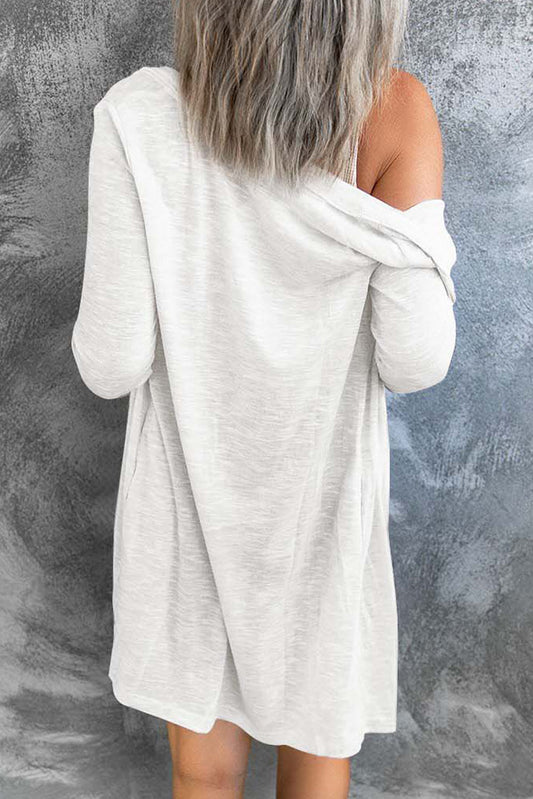 White Solid Color Open-Front Buttons Cardigan Sweaters & Cardigans JT's Designer Fashion