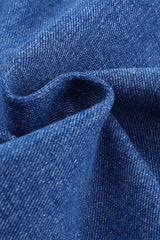 Blue Chest Pockets Drop Shoulder Loose Denim Jacket Denim Jackets JT's Designer Fashion
