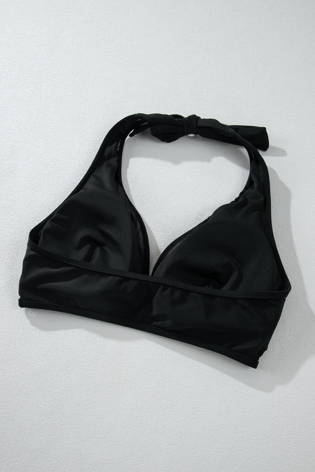 Black Sheer Mesh Edged Halter V Neck Push Up Bikini Bikinis JT's Designer Fashion