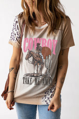 Khaki Western Cowboy TAKE ME AWYA Bleached Graphic T Shirt Graphic Tees JT's Designer Fashion