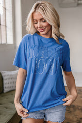 Sky Blue Vintage MOTHERHOOD Letter Graphic T Shirt Graphic Tees JT's Designer Fashion