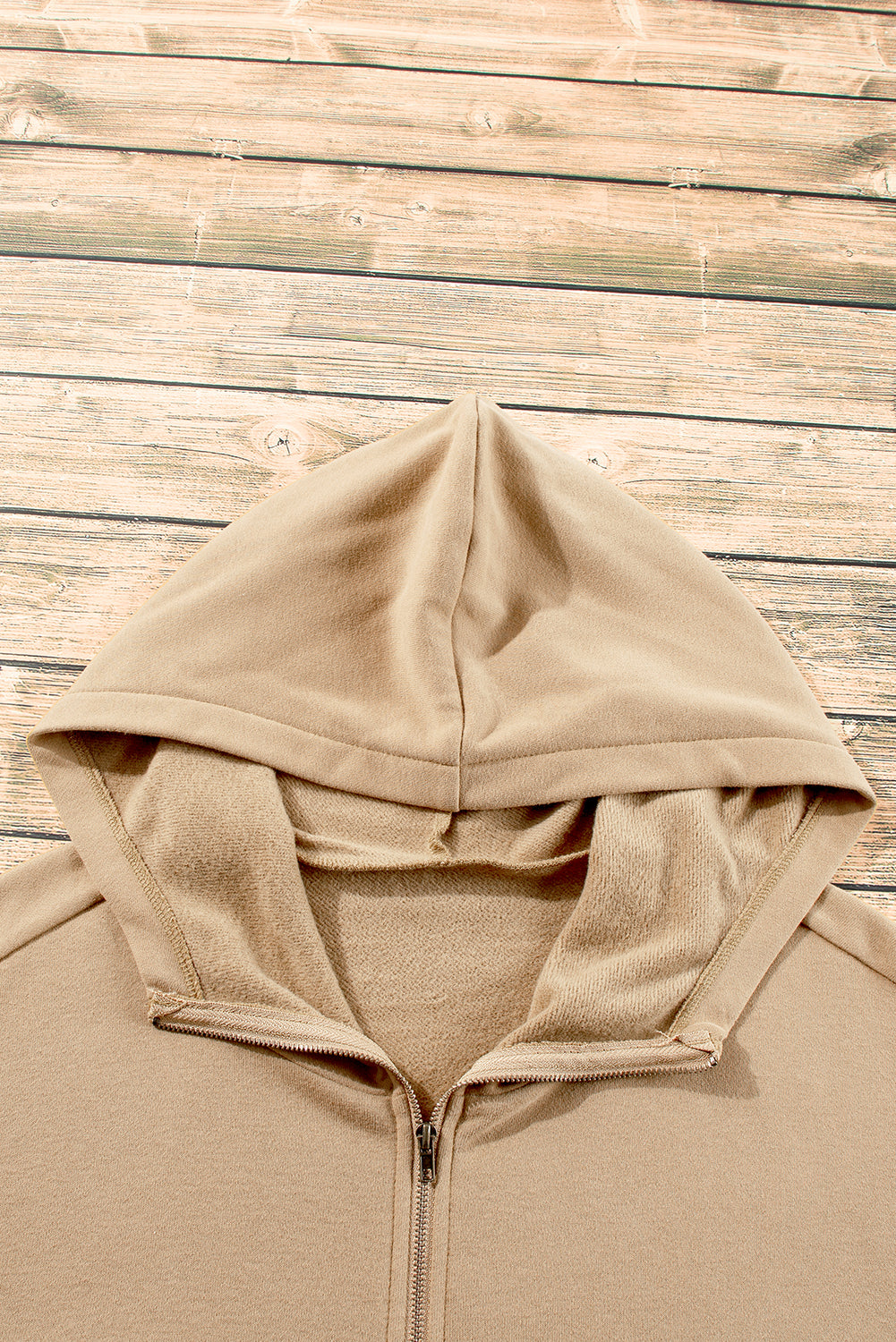 Parchment Fleece Lined Half Zipper Kangaroo Pockets Loose Hoodie Sweatshirts & Hoodies JT's Designer Fashion