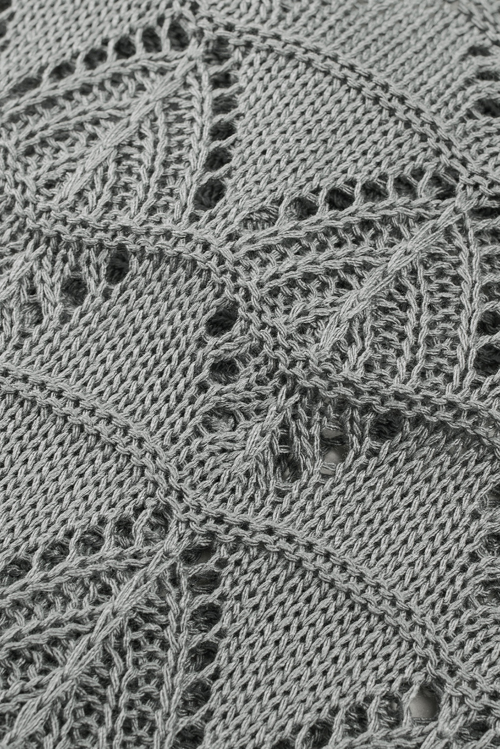 Gray Lightweight Buttoned Front Crochet Cardigan Cardigans JT's Designer Fashion